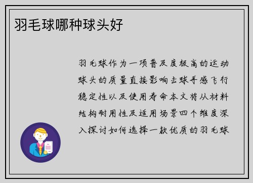 羽毛球哪种球头好
