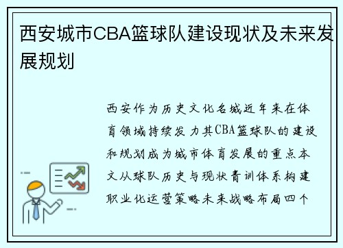 西安城市CBA篮球队建设现状及未来发展规划
